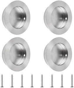 MOROBOR Closet Door Finger Pulls, 4PCS Sliding Closet Door Hardware Pulls Stainless Steel Sliding Door Pulls Round Flush Recessed Cabinet Handles (Brushed Silver/2 Inch)