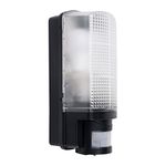 MiniSun Modern IP44 Rated Outdoor Heavy Duty Black Plastic PIR Motion Sensor Bulkhead Security Wall Light