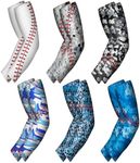 Bunnycool 6 Pairs Arm Sleeve Youth Sports Elbow Compression Arm Sleeve Sun Protection Anti Slip Sleeve for Teen Men Women, Camo, Large