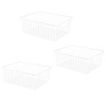 Freezer Organizer Bins - 3 Pack Stand Up Freezer Baskets for 16，17，21 cu.ft Upright Freezer, Wire Storage Baskets with Built-in Handles, Easy to Access Frozen Food Allow Air Circulation, White