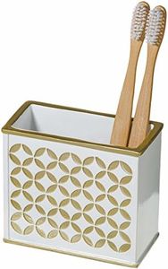 Creative Scents White Toothbrush Holder - Decorative Toothbrush and Toothpaste Holder for Bathroom - Elegant Family Bathroom Toothbrush Organizer Holds Multiple Toothbrushes (Diamond Lattice)