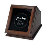 Chez Monett Hockey Puck Display Case Baseball Gift - Wood with Glass Lid