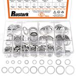 Rustark 470Pcs [18 Sizes] Automotive Aluminum Metric Oil Drain Plug Gasket Flat Washer Assortment Kit - M6 M8 M10 M12 M14 M16 M18 M22 M24