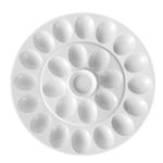 Flexzion Deviled Egg Tray - Ceramic White Porcelain 25 Cup Eggs Serving Tray Catering Platter for Hard Boiled Devil Eggs, Easter Eggs Holder & Deserts Unique Decorative Kitchen Dish Plate Palette