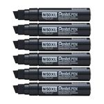 Pentel N50XL Marker Chisel Tip Black (Pack of 6) N50XL-A