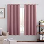 HOMEIDEAS Mauve Blackout Curtains for Bedroom 52 X 63 Inch Length 2 Panels Set Room Darkening Bedroom Curtains, Soundproof Thermal Grommet Window Curtains for Living Room