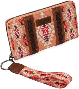 Montana West × Wrangler Wristlet Western Wallet Boho Aztec Credit Card Holder for Women, 2203 Orange, Large, Minimalist