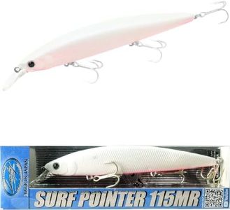 LUCKY CRAFT Surf Pointer 115MR Saltwater Fishing Lures for Halibut and Stripped Bass, Long Casting Jerkbait, Sinking Surf Fishing Gear, Fish Accessories for Tackle Box, 711 Super Glow Cherry Berry