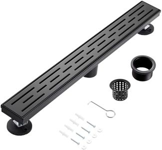 muschbath 48 Inch Linear Shower Drain, Matte Black Shower Drain,Removable Grate, 304 Stainless Steel, Easy to Install and Clean for Bathrooms (Drain Base Not Included), LSD-01A-48B