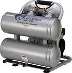 California Air Tools Cat 4610AC Ultra Quiet and Oil-Free 1.0 hp, 4.6 Gallon Aluminum Twin Tank Electric Portable Air Compressor, Silver