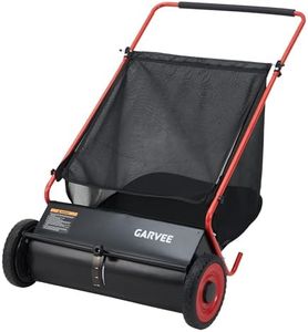 26'' Push Lawn Sweeper with 7 Cu ft Mesh Bag, Adjustable Height Black & Red