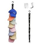 Veki Adjustable Hat Rack Organizer over the Door, Baseball Cap Holder, Hat Storage Hanger for Closet, Door, Wall, Organizer Hat Display Rack for Cap, Scarve, Gloves, Towel (Black, 1 Piece)