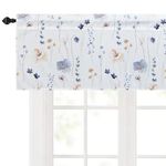 WELLYUK 54 Inch X 18 Inch Curtain Valance for Windows, Botanic Flowers Pattern Elegant Kitchen Living Room Bedroom Window Treatment with Rod Pocket