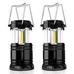 Jsdoin Camping Lights, 2 x Camping Lantern Battery Operated Portable LED Camping Lamp with Foldable Hook, Tent Lights Waterproof Outdoor Hanging Lamp for Emergency, Hiking, Camping, Black