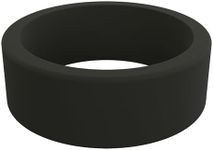 QALO Men's Basic & Flat Silicone Ring, Black (Size 10) - Men's Silicone Wedding Band - Breathable Comfort Fit Silicone Rings for Men - Durable Rubber Engagement Rings for Him - 8mm x 2mm