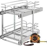 Rev-A-Shelf 2 Tier Pull Out Cabinet Organizer, 5WB2-1218CR-1, 12 x 18 Inch Under Sink pull out organizer, Steel Wire Pots and Pans Organizer for Kitchen Cabinet, Wholesalehome Tape Measure Included