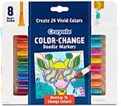 Crayola Design & Draw 8ct Color Change Markers, Three Colors in One Marker, Overlap to Reveal Third Color, Dual-Ended Chisel Tips, 24 Vibrant Colors in Total, Exciting Kids