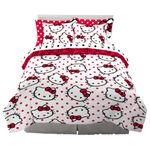 Franco Collectibles Hello Kitty Polka Dot Bedding 7 Piece Super Soft Comforter and Sheet Set with Sham, Queen, (Official Licensed Product)