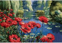 DIMENSIONS 20066 Needlepoint Lakeside Poppies Kit, 100% Cotton, Multi-Colour, 40 x 27 x 0.1 cm