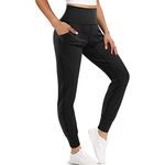 Bingrong Joggers Pants with Pockets Sports Trousers Tracksuit Bottoms Ladies Jog Casual Jogging Bottoms for Women Waist Leggings for Yoga Gym Cotton Sweatpants Workout Black