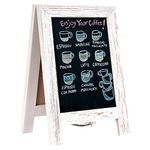 Marribol Rustic Whitewash Double Sided Chalkboard, 43x33cm Tabletop Stand,Solid Pine Wood, Countertop Magnetic A-Frame Chalkboard Easel for Menu, Kitchen, Restaurants, Bar, Wedding and Home