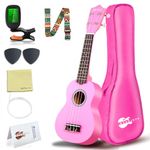 EVERJOYS Soprano Ukulele Beginner Pack-21 Inch w/Gig Bag Fast Learn Songbook Digital Tuner All in One Kit