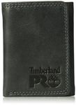 Timberland PRO mens Leather Rfid Trifold With Id Window Wallet, Black/Brandy, One Size UK