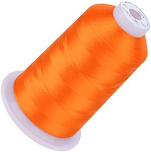 Simthread 5500Yds Embroidery Thread, 5000M High-Yardage 40WT 100% Polyester Thread – 170+ Vivid Colors, High-Speed Rated – Compatible with Brother, Singer, Janome & More - Tangerine 209