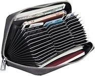 Cynure Women 36 Slots RFID Blocking Card Holder Large Long Leather Zipper Organizer Accordion Wallet,Black