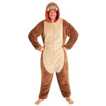 LOONEY TUNES Adult Onesie for Men Teenagers Bugs Bunny Hooded Fluffy Fleece Onesies For Men M-2XL Gifts for Men (Brown Taz, L)