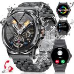 LIGE Military Smart Watch for Men,1.43'' 360 mAh 466 * 466 AMOLED Always on Display 100+ Sports Modes Smartwatch Compatible with Android iOS (Bluetooth Call), Heart Rate/SpO2/Sleep Monitor, IP68