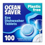 OceanSaver Eco-Friendly Dishwasher Tablets - Pack of 100 | Non-Toxic & Plastic-Free Dish Washing Tablets for Sustainable Cleaning | All in One Plant-Based Dishwasher Salt & Rinse Aid for Tough Stains