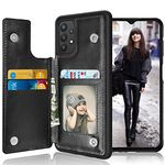 Tekcoo Galaxy A32 5G Wallet Case, Minimalist Luxury PU Leather ID Cash Credit Card Holder Slots Magnetic Closure Kickstand Folio Flip Slim Protective Cover for Samsung Galaxy A32 5G [Black]