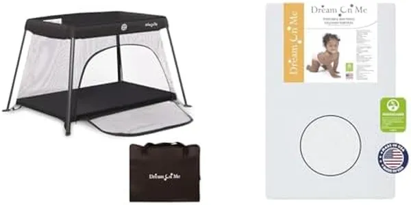 Dream On Me Travel Light Playard with Mesh Zipper Door and Holly 3” Fiber Mini Crib Mattress