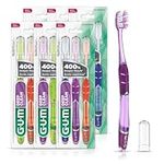 GUM Technique Deep Clean Toothbrush with Quad-Grip Handle & Stay Clean Cap, Compact Head & Soft Bristles, 18 Toothbrushes (6 Packs of 3 Toothbrushes), Multicoloured