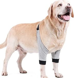 Dog Front Leg Joint Protector Sleeve,Elbow Sleeves with Pad for Medium Large Dogs Prevent Licking Wound_S(Grey)