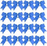 Cheer Bows 6 Inch Ponytail Holder Hair Tie 16 Pcs Hair Bow Cheerleader Bows Hair Tie (Columbia Blue)