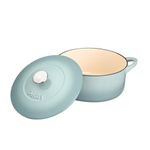 Denby - Pavilion Blue Cast Iron Casserole Dish - Dutch Oven, Oven Safe Pot, Enamelled - 24cm, 4.05L Capacity - Round