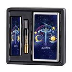 Metal Cigarette Case Double Sided Spring Clip Open Pocket Holder for Regular King and 100's Size Come with Cigarette Filter & Tungsten Wire Lighter 3 in 1 Luxury Set (Libra)