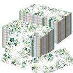 LASLU 100pcs Eucalyptus Disposable Guest Greenery Napkins 2 Ply Green Foliage Eucalyptus Leaf Paper Napkins Theme Luncheons Dinners Supplies for Bridal Shower Birthday Party Decoration (Green Leaves)