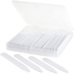 100 Plastic Collar Stays For Men Dress Shirt in Plastic Box 3 Inches