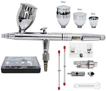 Profi Airbrush Pistole Set 0.3mm 0.5mm 0.8mm, Doppeltwirkender Externe Einstellung, Miniaturpinsel für Kunst Malerei Tattoo