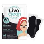 Livaclean 60 CT Charcoal Blackhead Remover Pore Strips - Blackhead Remover Strip - Black Head Nose Strips Black Head Remover Stripes