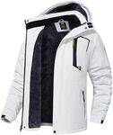 QPNGRP Mens Waterproof Ski Snowboard Jacket Windproof Winter Snow Coat, White, X-Large