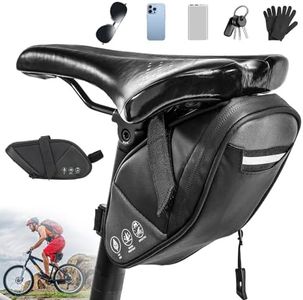 HUIJUTCHEN Bike Seat Bag Bicycle Saddle Bag Mountain Bike Accessories for Adult Commuter, Waterproof Cycling Under Seat Pouch with Reflective for Safety Ride Outdoor Sport