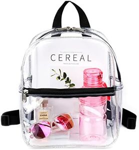 Keepcross Stadium Approved Clear Backpack 12x12x6 Small Clear Backpacks Mini, Black2, 0.95 x 9.8 x 12 Inches, Small Clear Backpack Stadium Approved