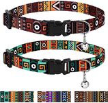 CollarDirect 2 PCS Breakaway Cat Collar with Bell Tribal Nylon Pet Collars for Cats Kitten (Pattern 3 + Pattern 1)