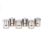 Sumeet Stainless Steel Small Canisters/Jars/Ubha Dabba/Storage Containers set of 6Pcs, 350 Ml capacity each, 7.5cm Dia, Silver