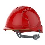 JSP EVO2 Safety Helmet with Slip Ratchet Adjustment Harness Vented EN 397 Industrial Hard Hat for Building, Construction and Work sites Red (AJF030-000-600)