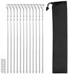 12 Pack Kabob Skewers, Premium Flat Metal BBQ Barbecue Skewer, 17" Long Stainless Steel Shish Kebob Sticks 0.28” Width Reusable Grilling Skewers Set for Meat Shrimp Chicken Vegetable